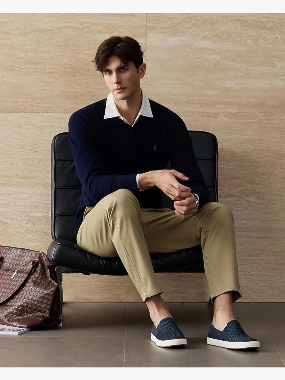 Men’s Slip-On Mesh Loafers in Navy